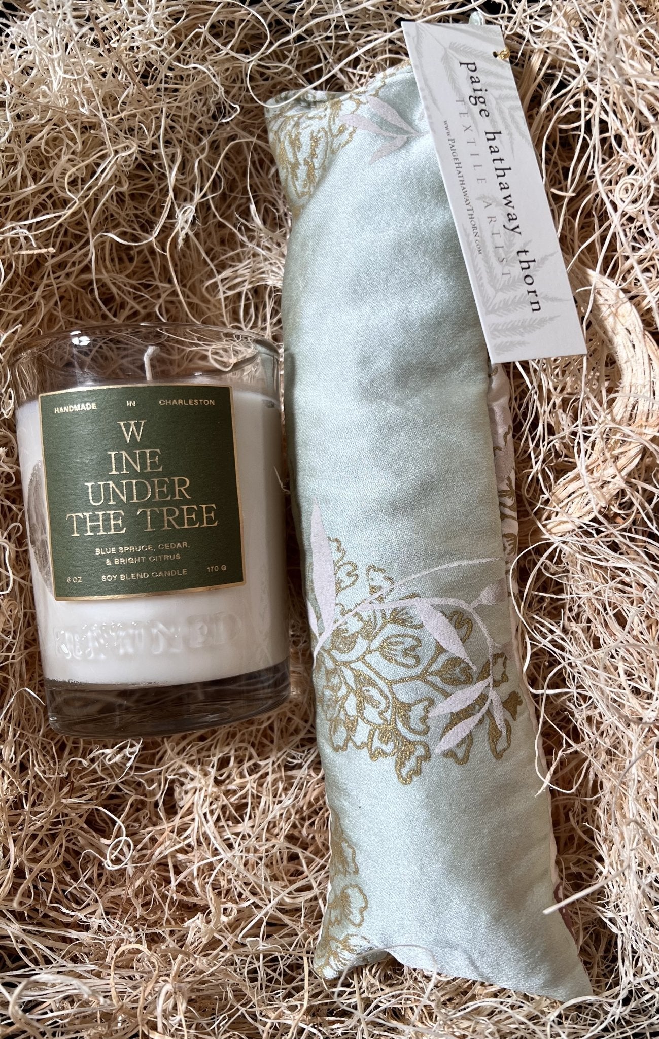 Perfect Pair: Paige Hathaway Thorn Eye Pillow + Rewined Under the Tree Candle - Essentially Charleston