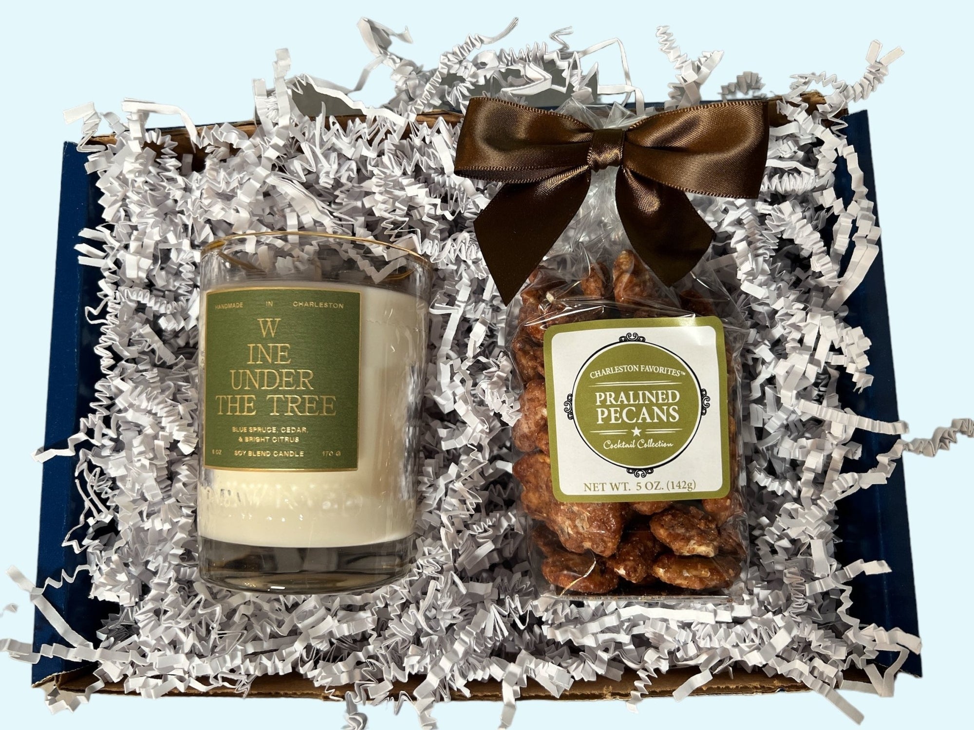 Perfect Pair: Rewined Wine Under the Tree Candle + Charleston Favorites Pralined Pecans - Essentially Charleston