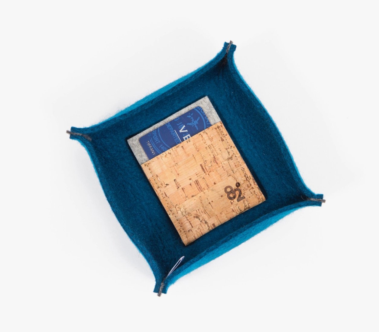 Studio 82° Woven Bowl - Peacock Blue Merino Wool Felt - Small Square - Essentially Charleston